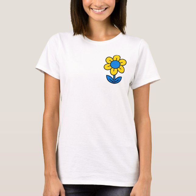 Blau-gelbe Blume im ukrainischen Stil T-Shirt (Vorderseite)