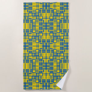 Blau-gelbe Farblinien-Designvorlage Strandtuch