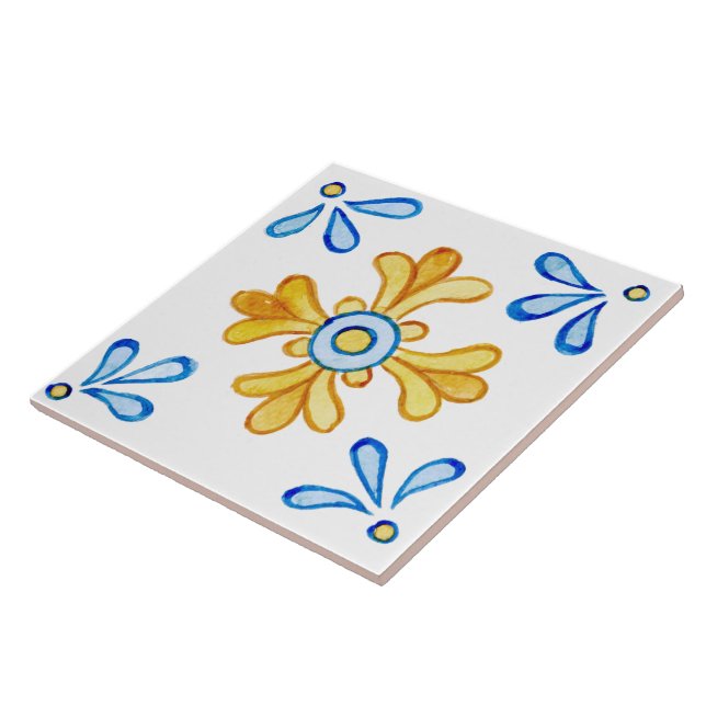 Blau-gelbe Fliese Aquarellfarbe (Seite)