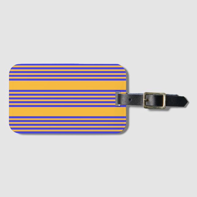Blau-gelbe Fünf-Streifen-Muster Gepäckanhänger (Vorderseite (Horizontal))