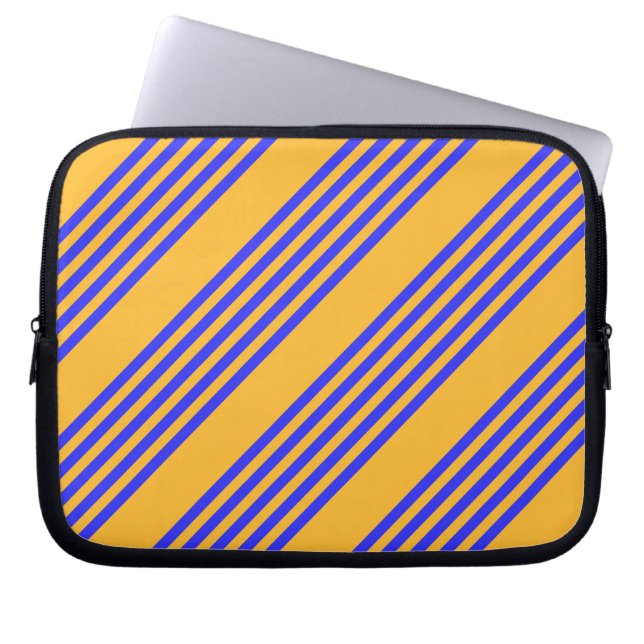 Blau-gelbe Fünf-Streifen-Muster Laptopschutzhülle (Vorderseite)