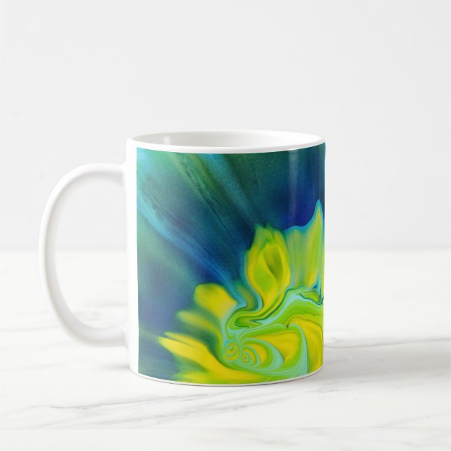 Blau-Gelbe Gefärbte Krawatte Kaffeetasse (Links)
