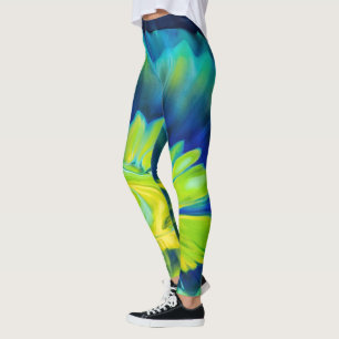 Blau-Gelbe Gefärbte Krawatte Leggings