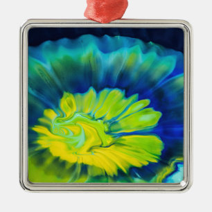 Blau-Gelbe Gefärbte Krawatte Ornament Aus Metall