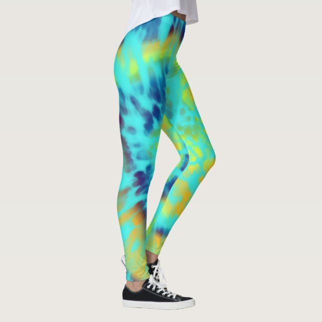 Blau-Gelbe Krawatte Leggings (Rechts)