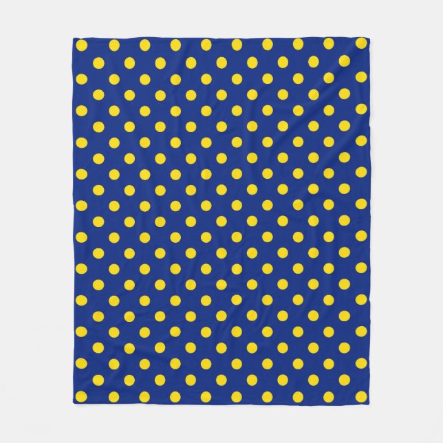 Blau Gelbe Punkte Design Fleecedecke (Vorderseite)