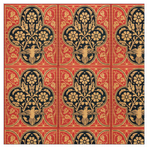 BLAU GELBE ROTE DAMASK-BLUME MIT DOVE STOFF