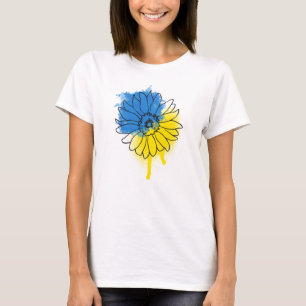 Blau-gelbe Sonnenblume im ukrainischen Stil T-Shirt