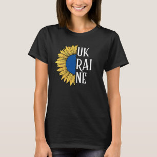 Blau-gelbe Sonnenblume im ukrainischen Stil T-Shirt
