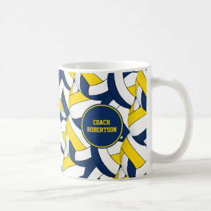 blau gelbe Volleyball-Team Coach Danke Geschenk Kaffeetasse