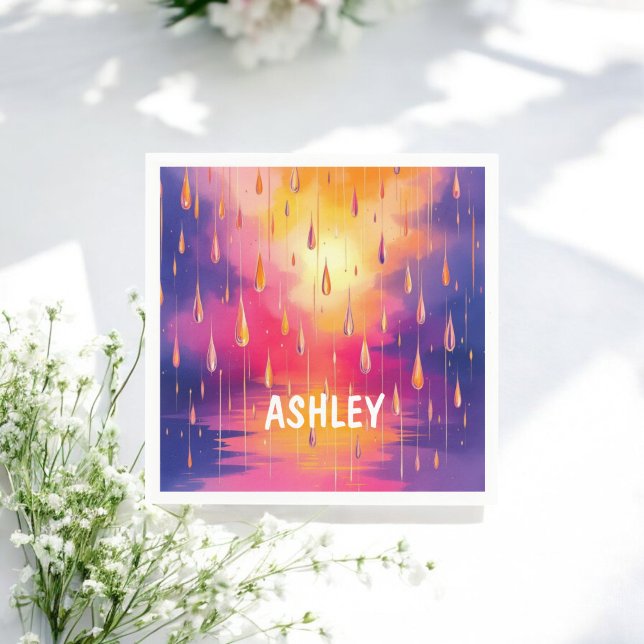 Blau-Gelbe Wasserfarbe Raindrops farbenfroh Serviette (Von Creator hochgeladen)