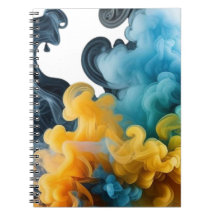 Blau-gelber Tintenschwung-Abstrakt-Notizbuch