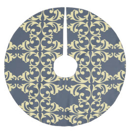 Blau-Gelbes Florish Polyester Weihnachtsbaumdecke