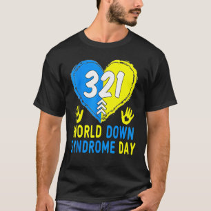 Blau Gelbes Herz 21 Weltweiter Tag des Down-Syndro T-Shirt