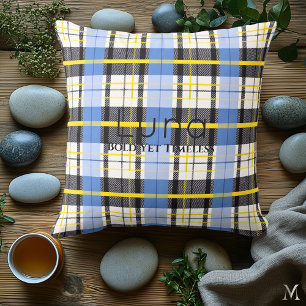 Blau-gelbes Karo Individueller, kräftiger Tartan Kissen