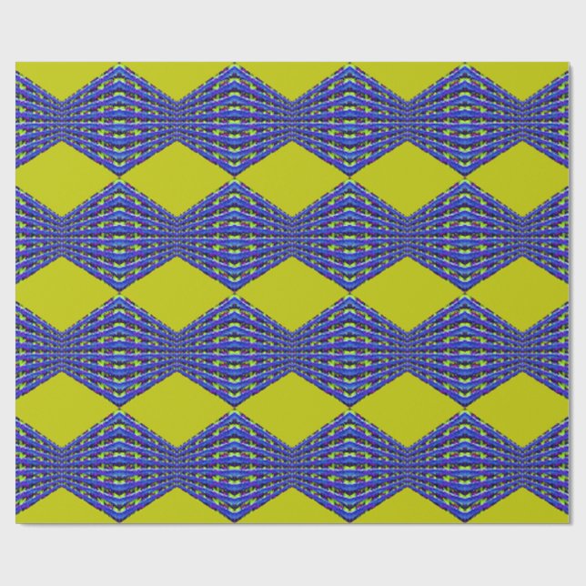blau-gelbes Musterdesign Geschenkpapier (Flach)