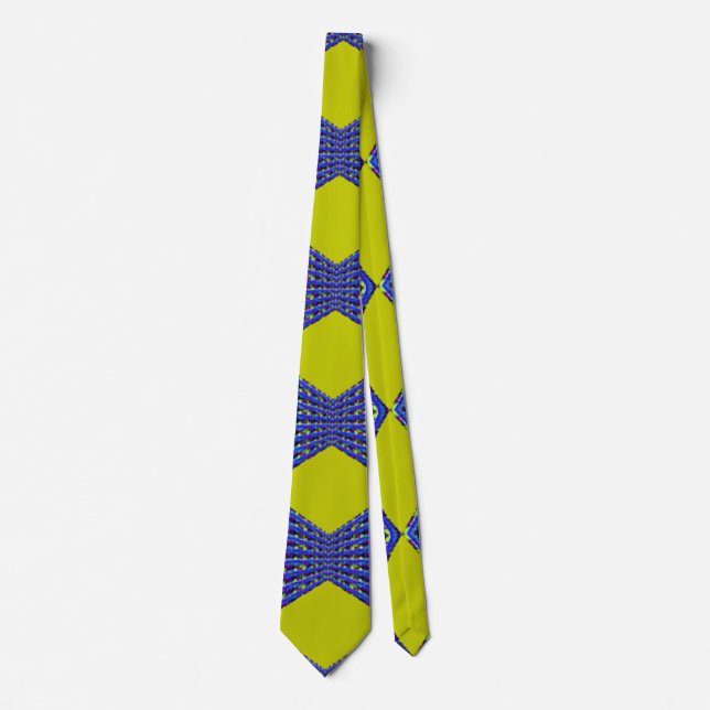 blau-gelbes Musterdesign Krawatte (Vorderseite)