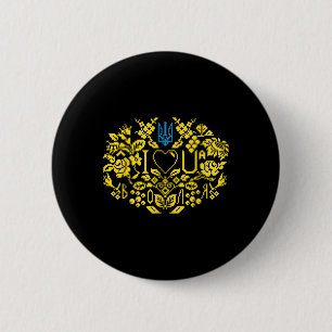 Blau-gelbes patriotisches Pixel-Wappen Ukrai Button