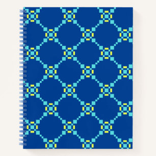 Blau-gelbes Pixelmuster Notizbuch