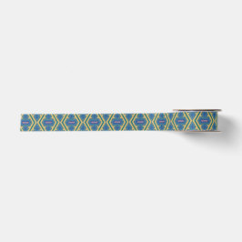 Blau-gelbes Satinband mit Muster