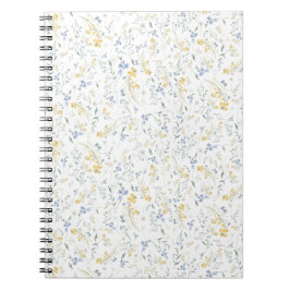 Blau Gelbes Wildblumenmuster Notizblock