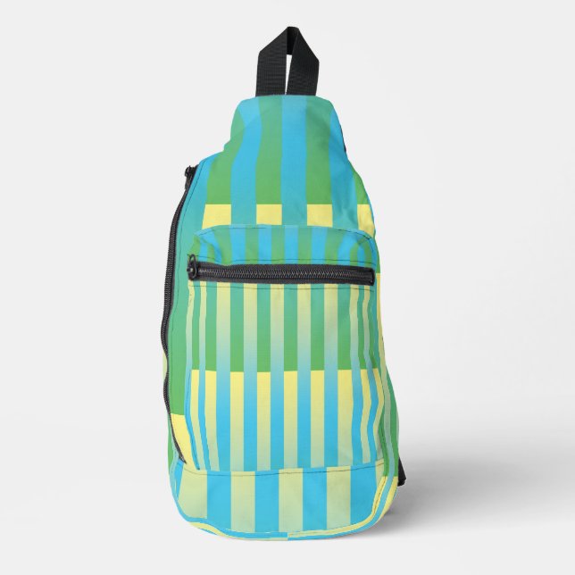 Blau-Gelbgrün gestreiftes Muster Crossbody Bag (Vorderseite)