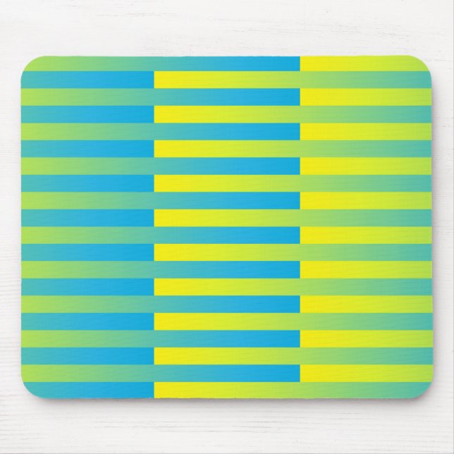 Blau-Gelbgrün gestreiftes Muster Mousepad (Vorne)
