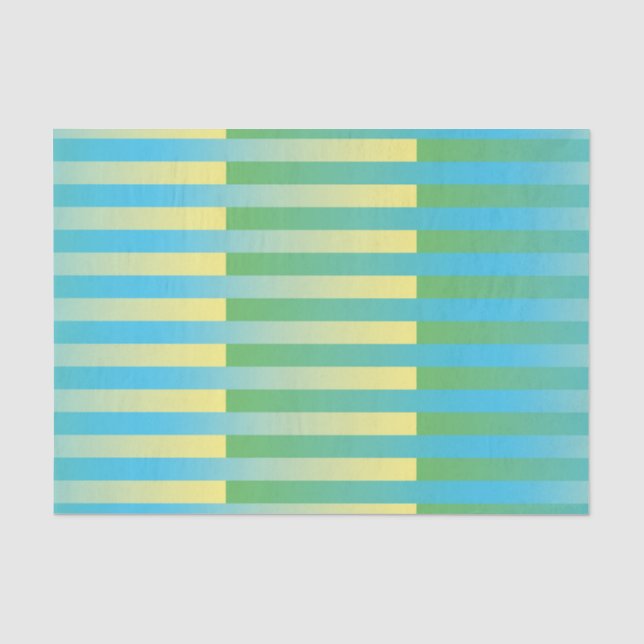 Blau-Gelbgrün gestreiftes Muster Seidenpapier (Vorderseite)