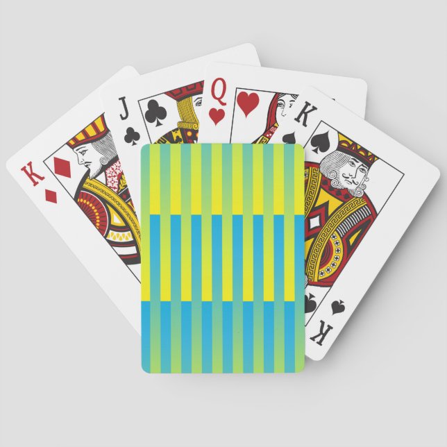 Blau-Gelbgrün gestreiftes Muster Spielkarten (Rückseite)
