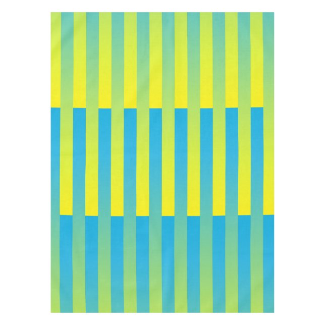 Blau-Gelbgrün gestreiftes Muster Tischdecke (Vorderseite)