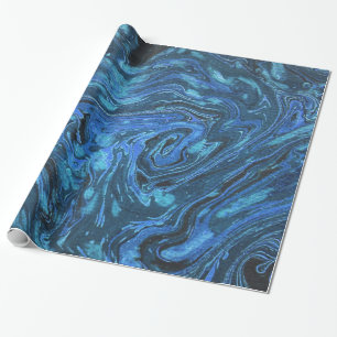 Blau-gemarmortes Papier-abstrakte Geschenkpapier