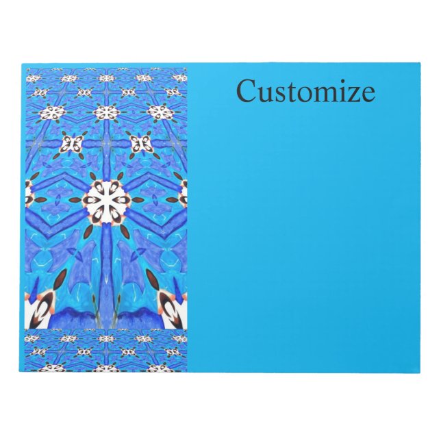 blau geometrisch weiß notizblock (Vorderseite)