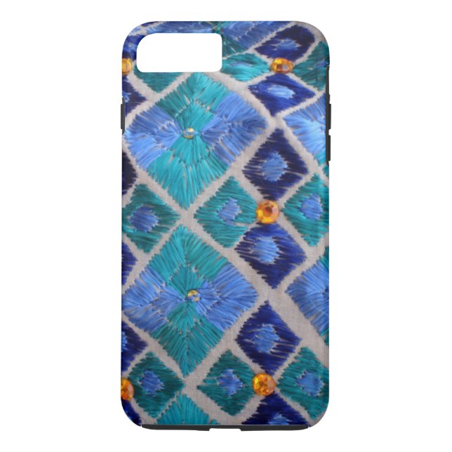 Blau gestickter Phulkari einzigartiger iphone Case-Mate iPhone Hülle (Rückseite)