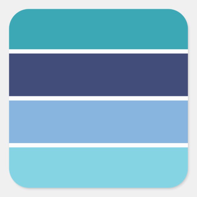 blau gestreift quadratischer aufkleber (Vorderseite)