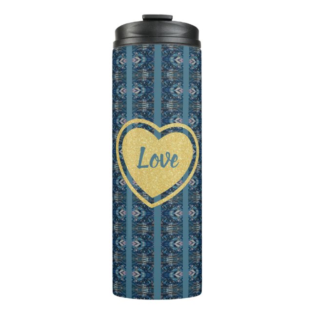 Blau gestreift Thermal Tumbler von Poet Adiela Ako Thermosbecher (Vorderseite)