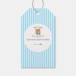 Blau gestreift wir können es kaum erwarten Baby Sh Geschenkanhänger