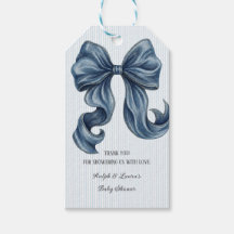 Blau gestreifte Schleife Baby Shower Danke