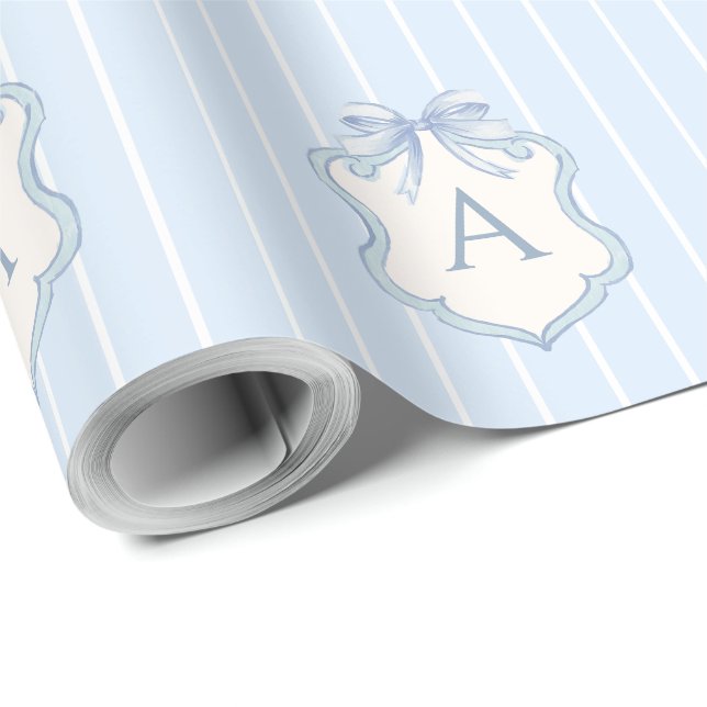 Blau gestreifter Monogramm Jungen-Geburtstag oder  Geschenkpapier (Rolleneckpunkt)