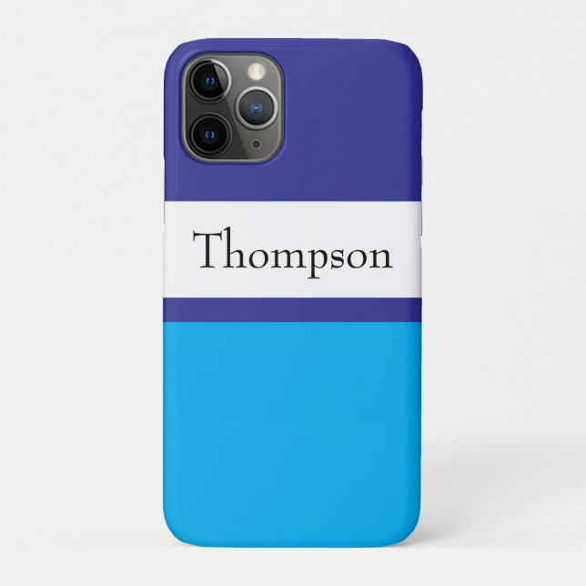 Blau gestreifter Nachname Name individuell  Case-Mate iPhone Hülle (Rückseite)