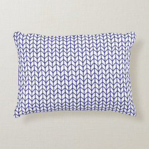 BLAU GESTREIFTES GESTRICKTES Akzentkissen Dekokissen
