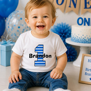 Blau gestreiftes Hemd für den ersten Geburtstag ei Baby T-shirt