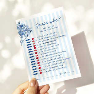 Blau gestreiftes Junggesellinnen-Abschied-Eratespi Mitteilungskarte