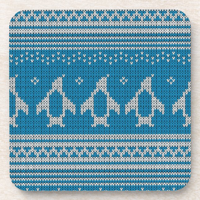 Blau gestrickter Hintergrund Getränkeuntersetzer (Vorderseite)