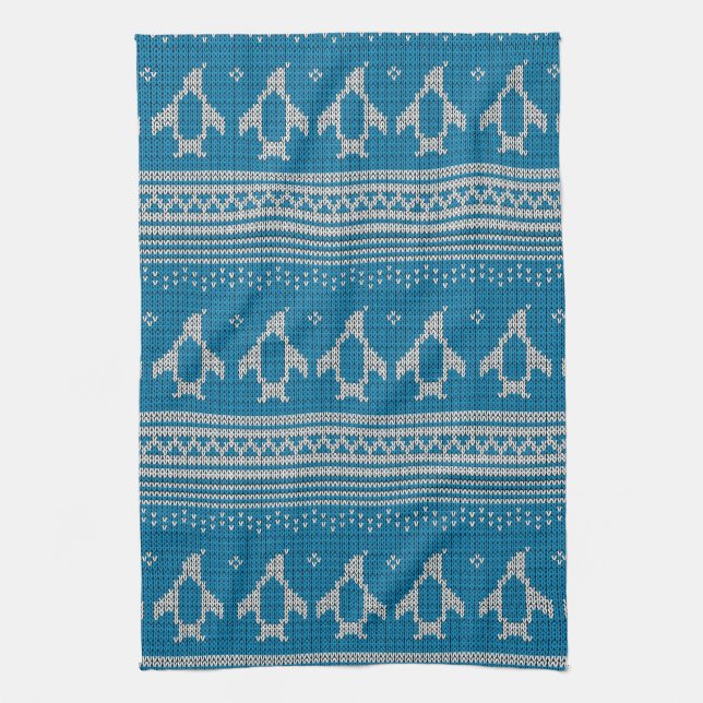 Blau gestrickter Hintergrund Handtuch (Vertikal)