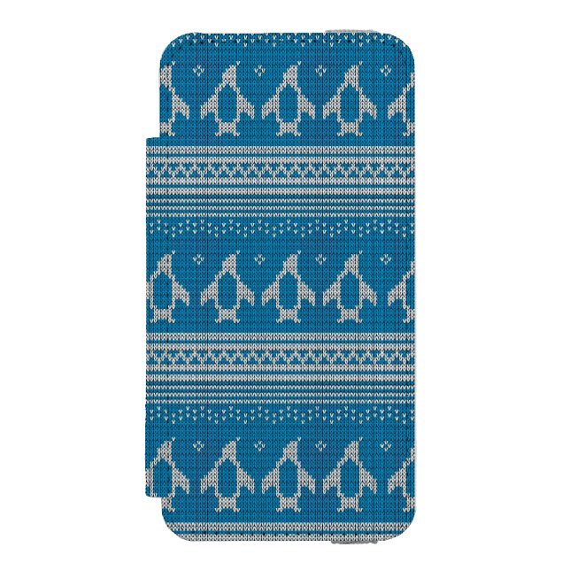 Blau gestrickter Hintergrund Incipio iPhone Geldbeutel-Hülle (Folio Vorderseite)