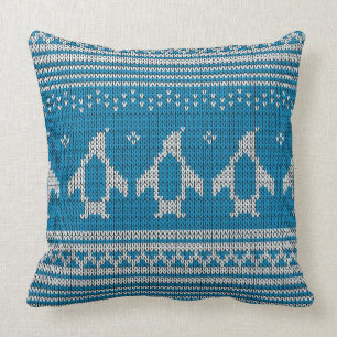 Blau gestrickter Hintergrund Kissen