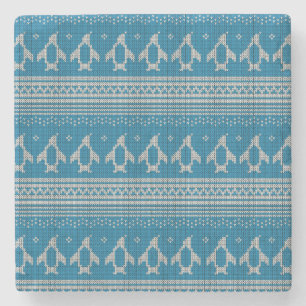 Blau gestrickter Hintergrund Steinuntersetzer