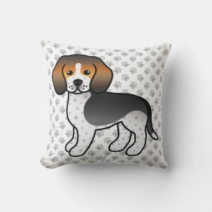 Blau getickter Beagle Cartoon-Hund & Pfoten Kissen