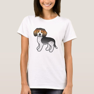 Blau getickter süßer Cartoon-Beagle-Rassehund T-Shirt
