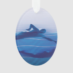 Blau gezeichnete Schwimmer-Silhouetten Ornament